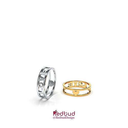 Double sided LOVE and Heart ring 3D print model