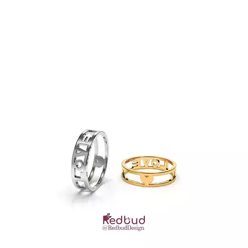 Double sided LOVE and Heart ring