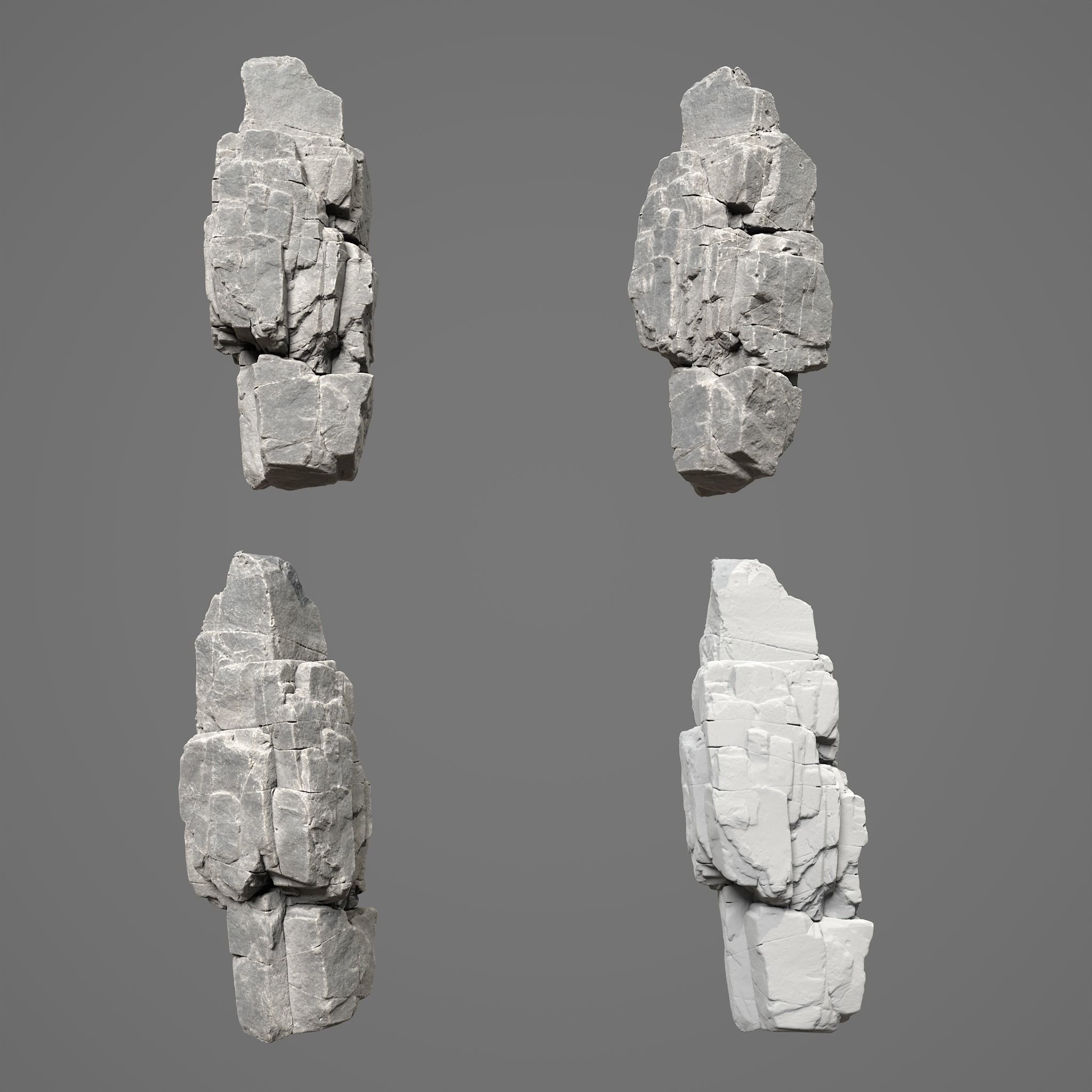 High Poly Black Cracked Cliff  Rock 231012 3D model_9