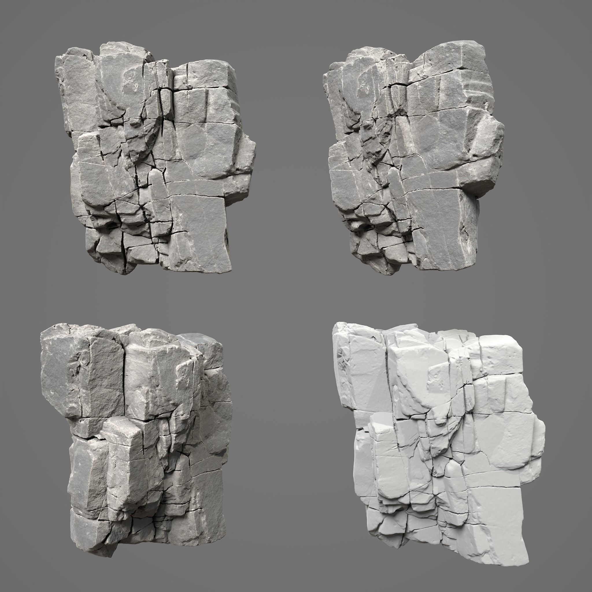 High Poly Black Cracked Cliff  Rock 231012 3D model_15