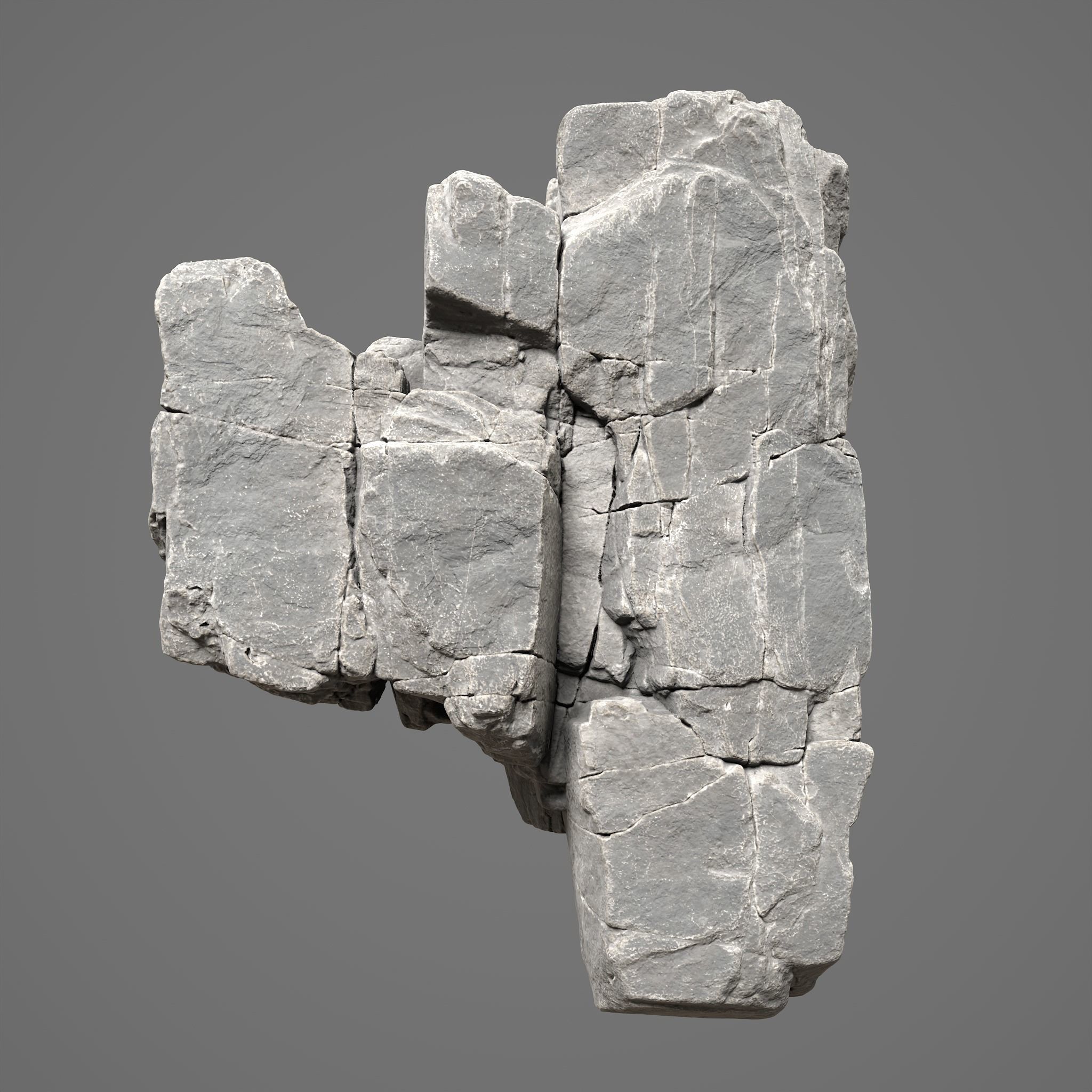 High Poly Black Cracked Cliff  Rock 231012 3D model_4