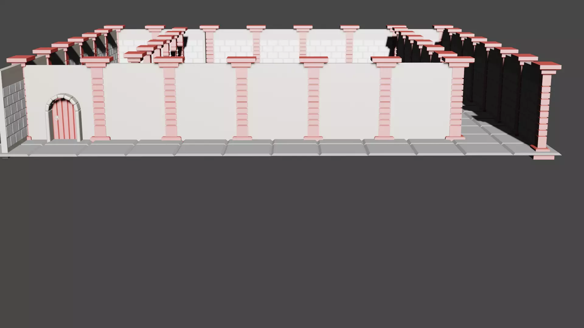 low poly medieval castle scene  3D model_0