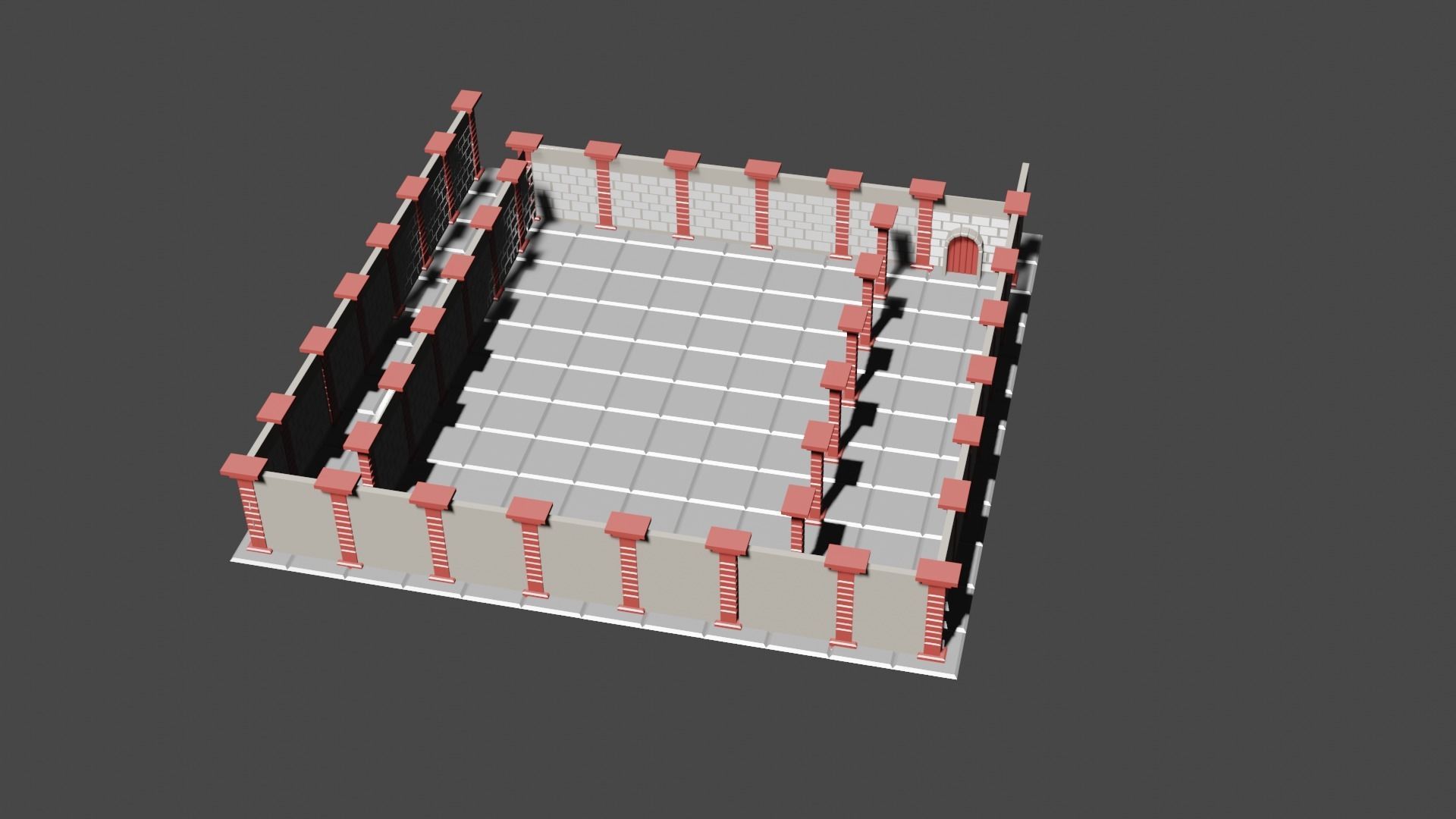 low poly medieval castle scene  3D model_2