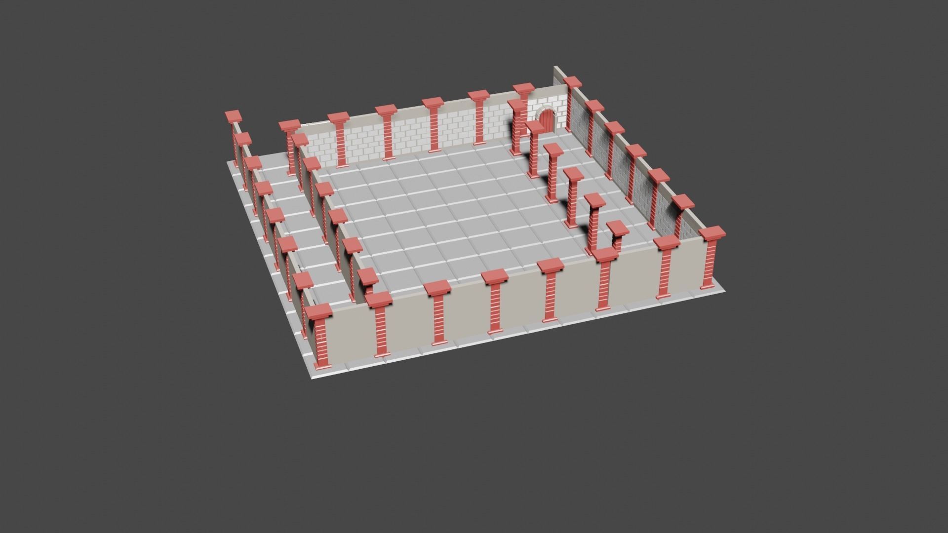 low poly medieval castle scene  3D model_1