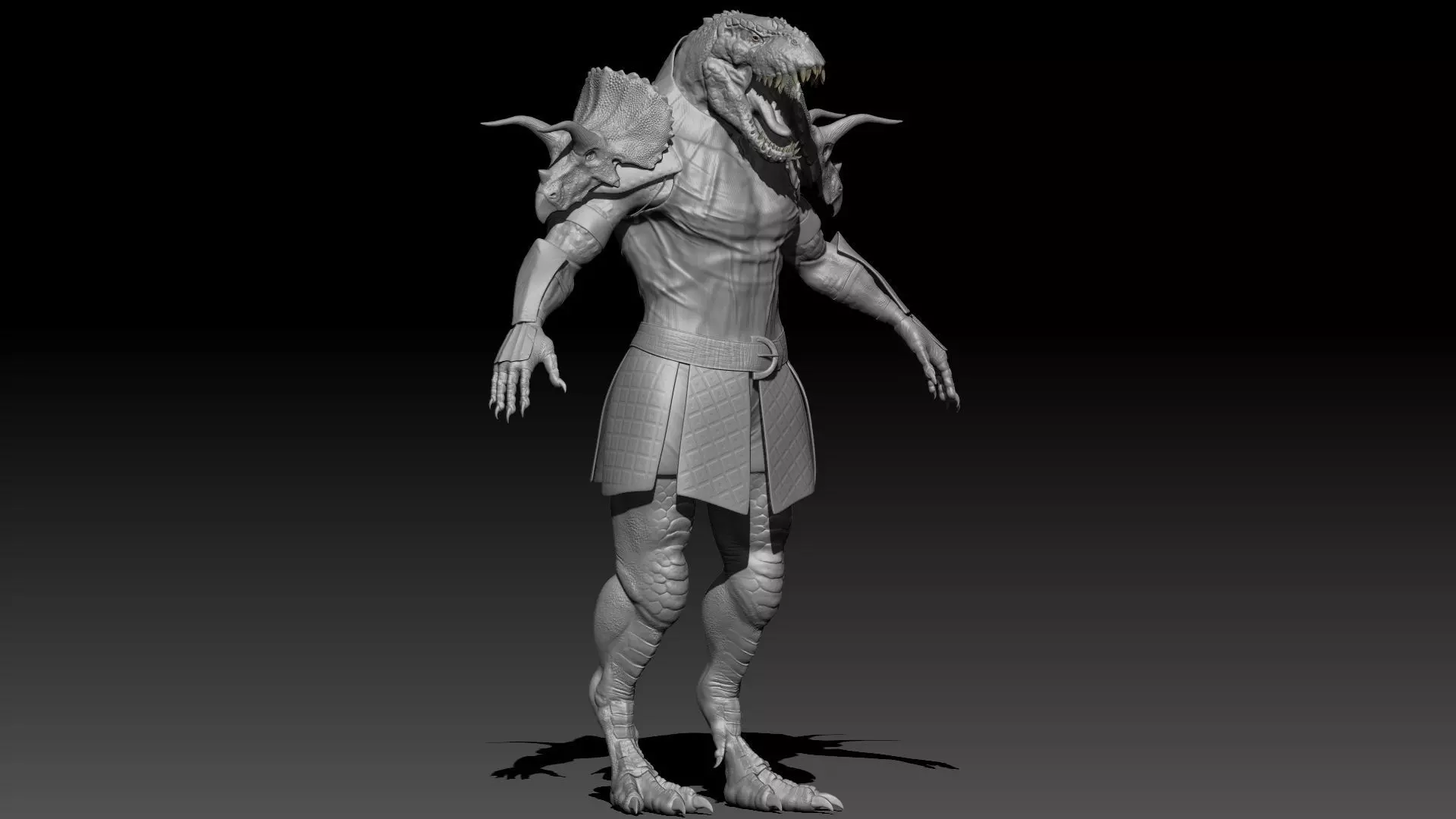 Theropod Rex Man Sculpt Project 3D model_0