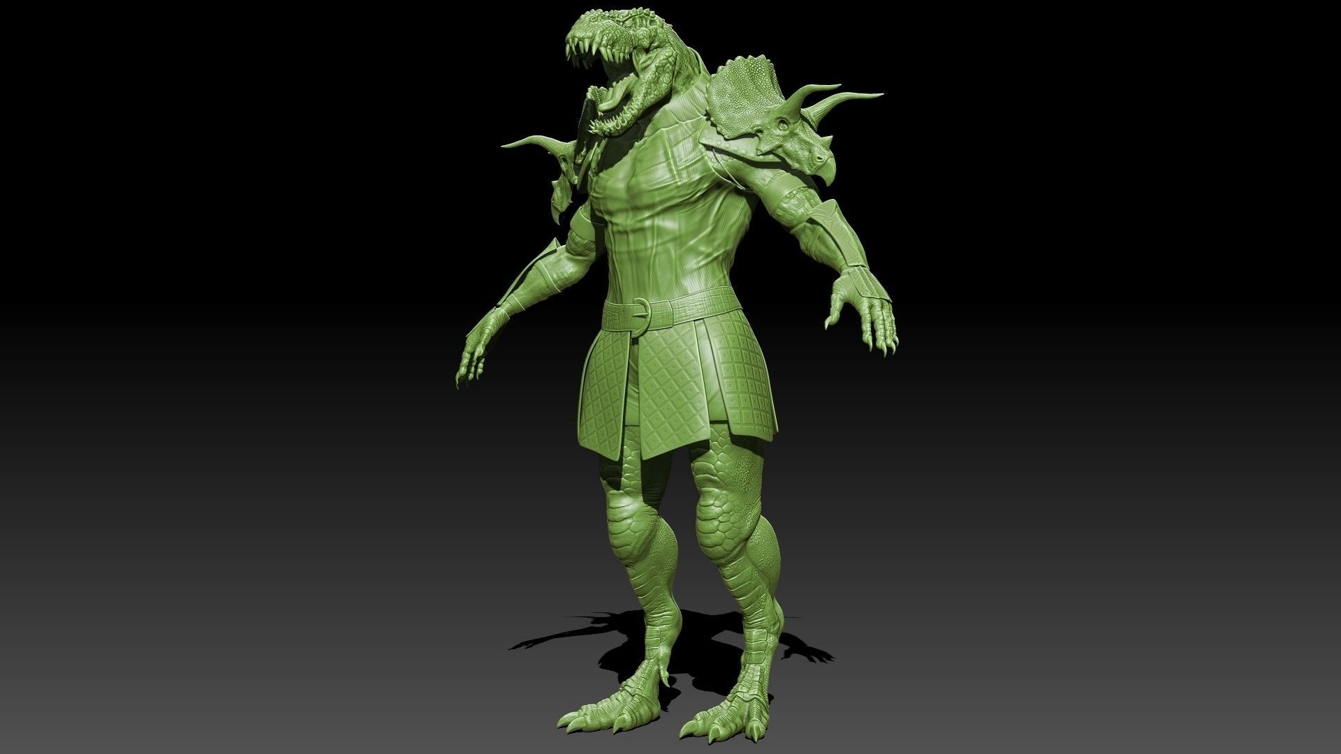 Theropod Rex Man Sculpt Project 3D model_3