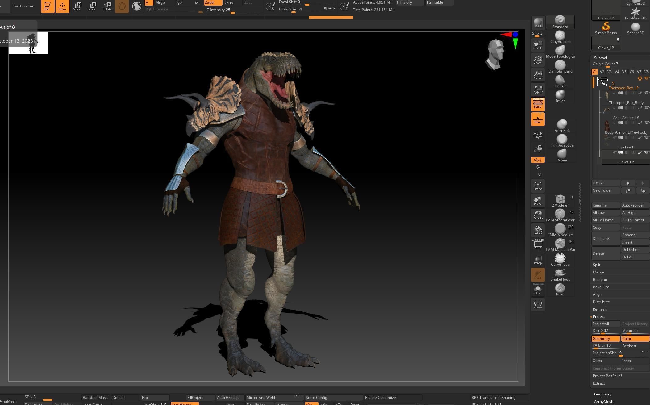 Theropod Rex Man Sculpt Project 3D model_4