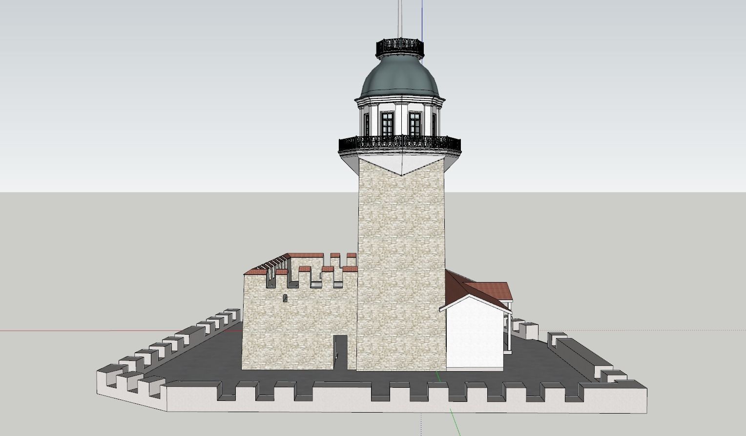 Maiden Tower - Restorated - Yeni Kiz Kulesi 3D Low Poly Model Low-poly 3D model_7