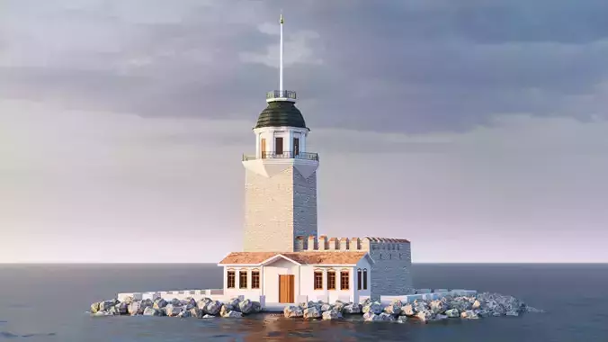 Maiden Tower - Restorated - Yeni Kiz Kulesi 3D Low Poly Model