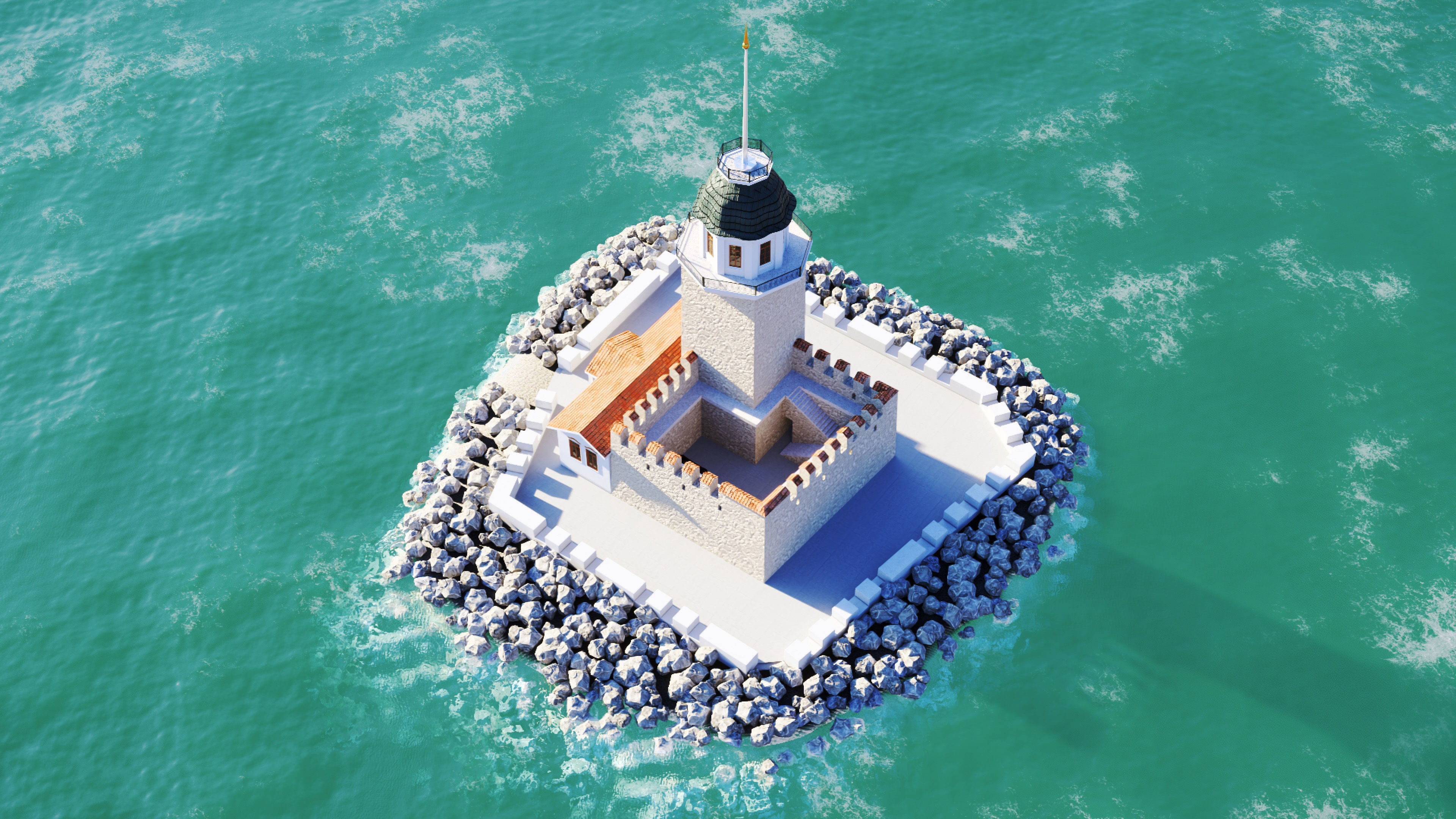 Maiden Tower - Restorated - Yeni Kiz Kulesi 3D Low Poly Model Low-poly 3D model_1