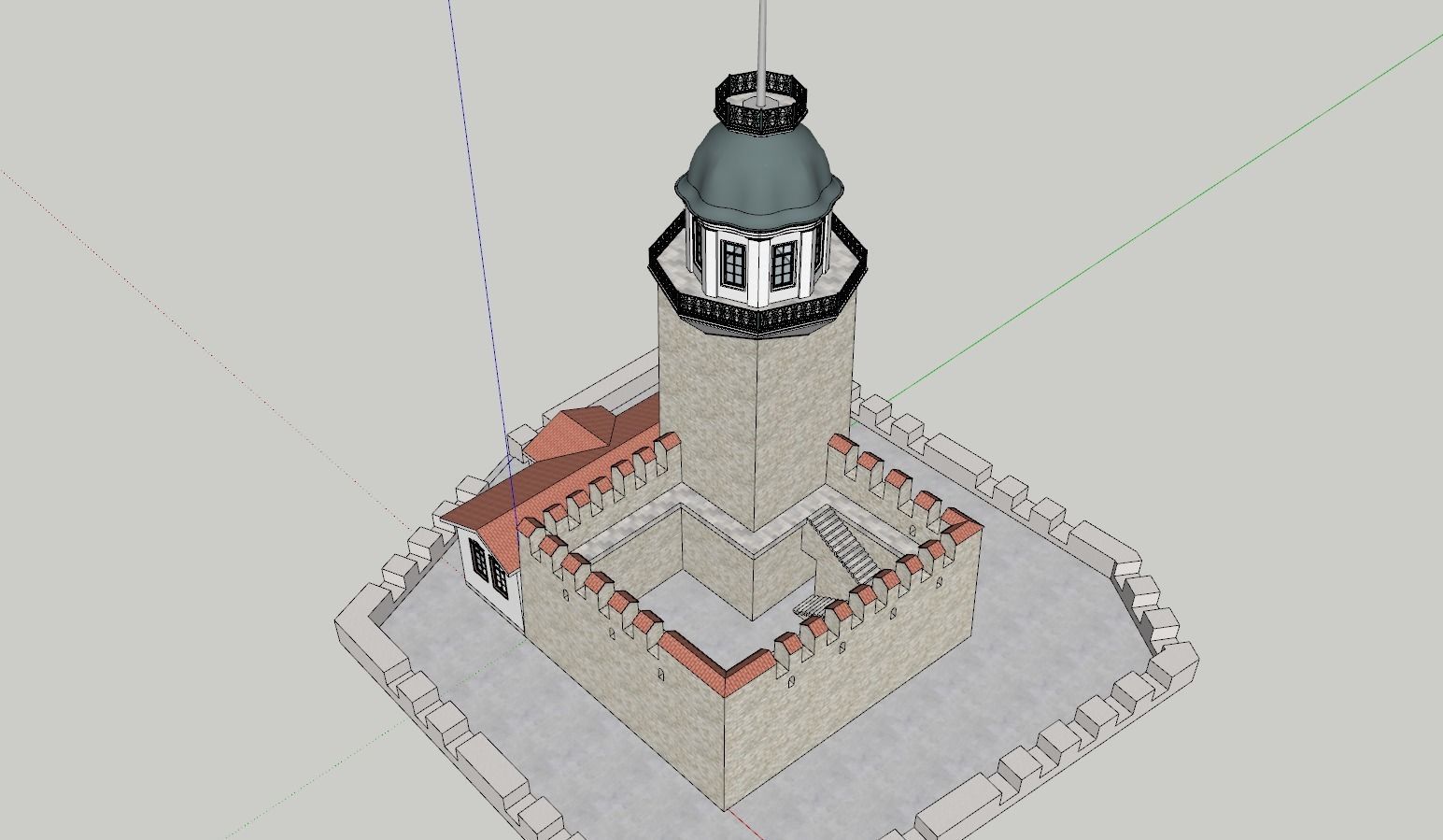 Maiden Tower - Restorated - Yeni Kiz Kulesi 3D Low Poly Model Low-poly 3D model_8