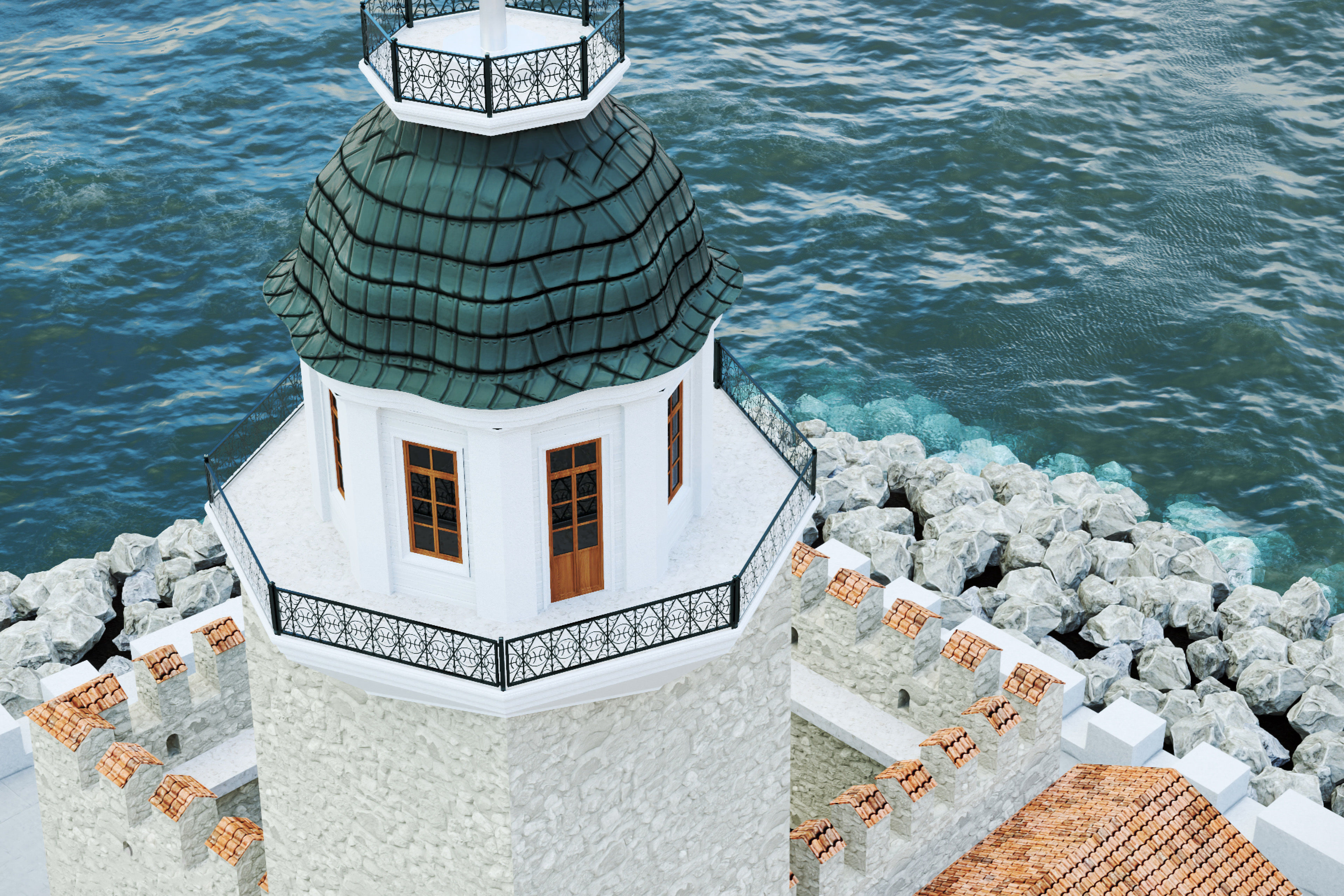 Maiden Tower - Restorated - Yeni Kiz Kulesi 3D Low Poly Model Low-poly 3D model_4