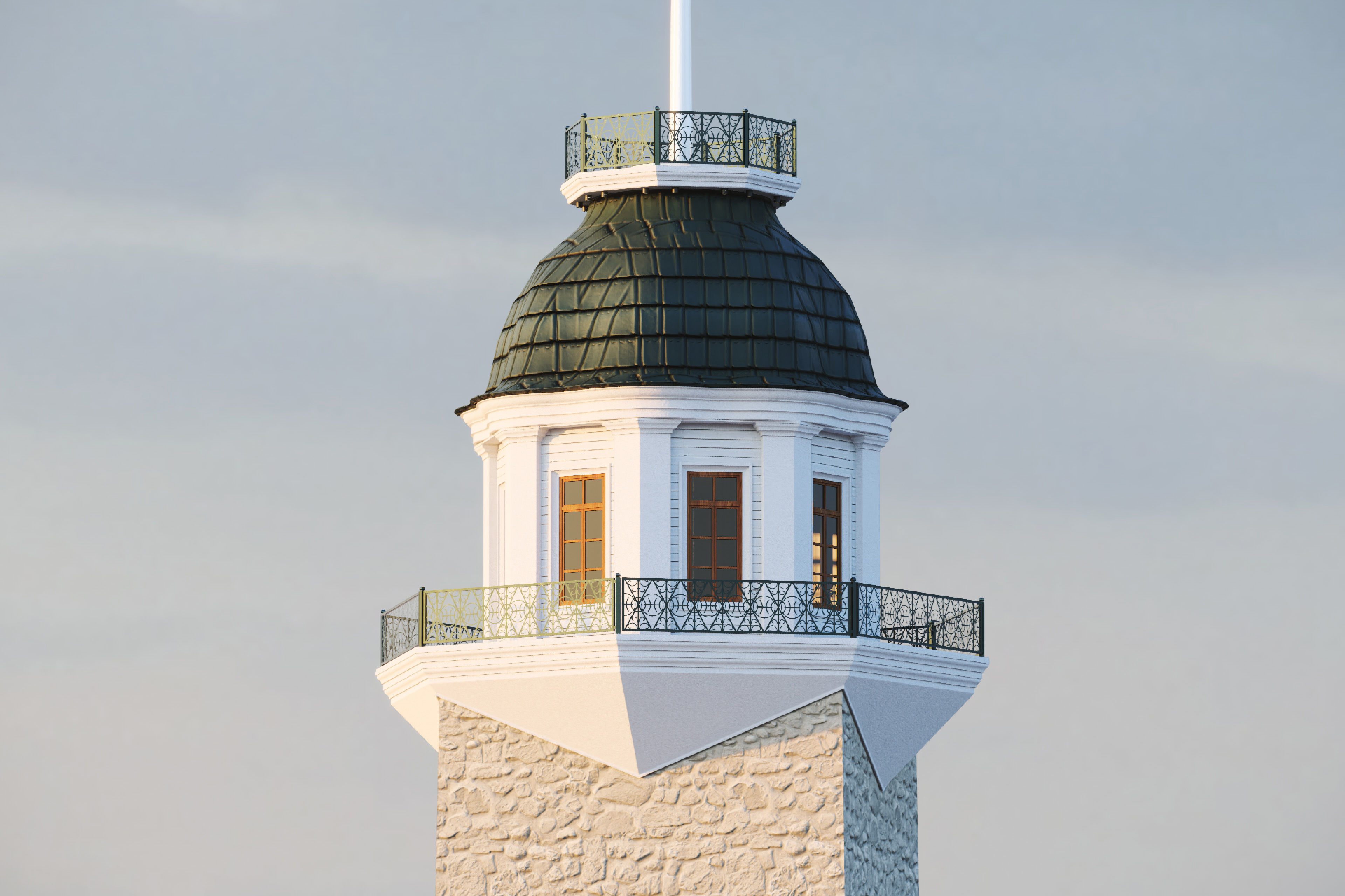 Maiden Tower - Restorated - Yeni Kiz Kulesi 3D Low Poly Model Low-poly 3D model_3