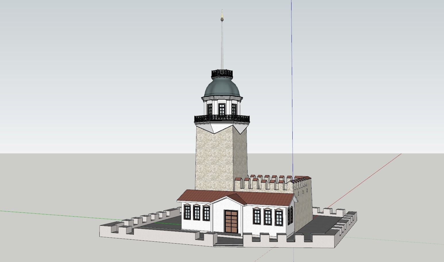 Maiden Tower - Restorated - Yeni Kiz Kulesi 3D Low Poly Model Low-poly 3D model_6