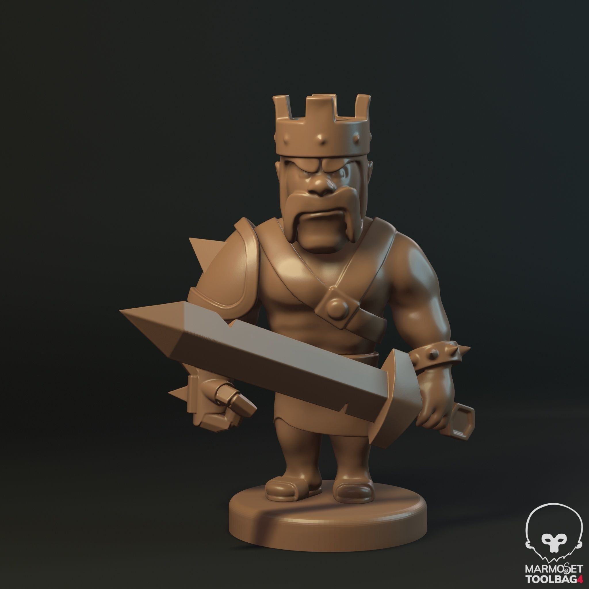 Barbarian king 3D print model_3