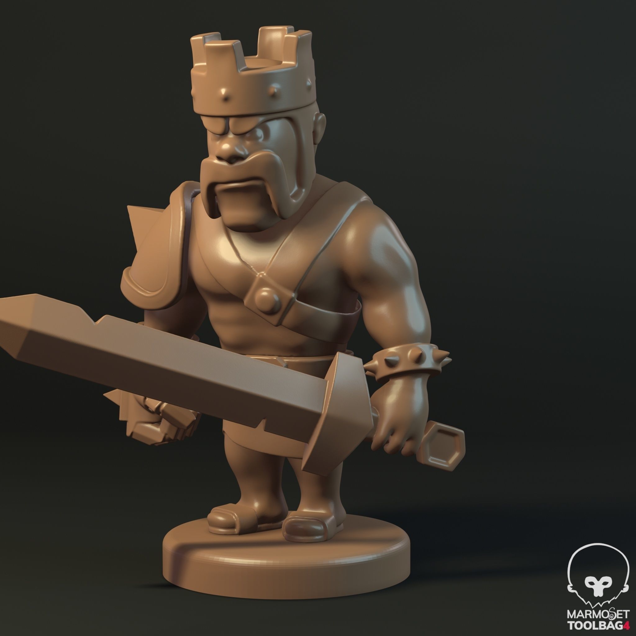 Barbarian king 3D print model_4