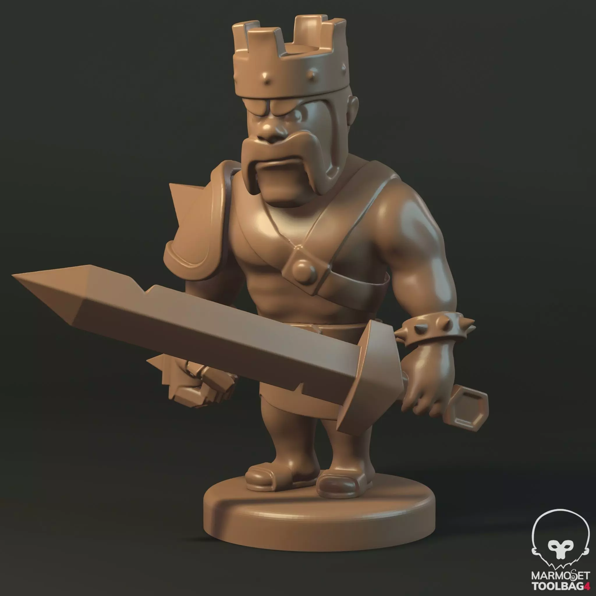 Barbarian king 3D print model_0
