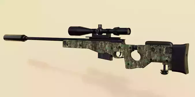 AWM Sniper Rifle High Poly 3D model