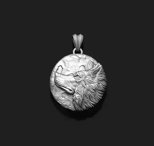 Wolf moon pendant v2