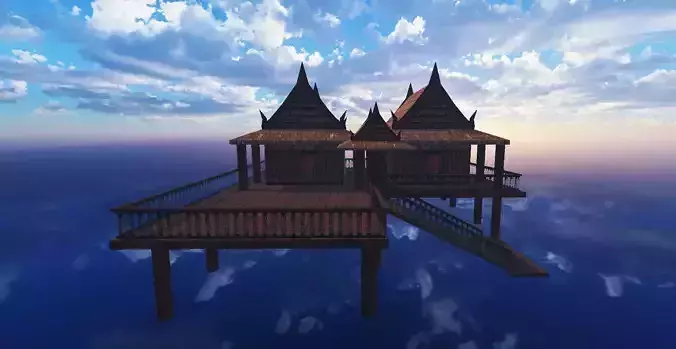 Thai traditional house 02 Low-poly 3D model