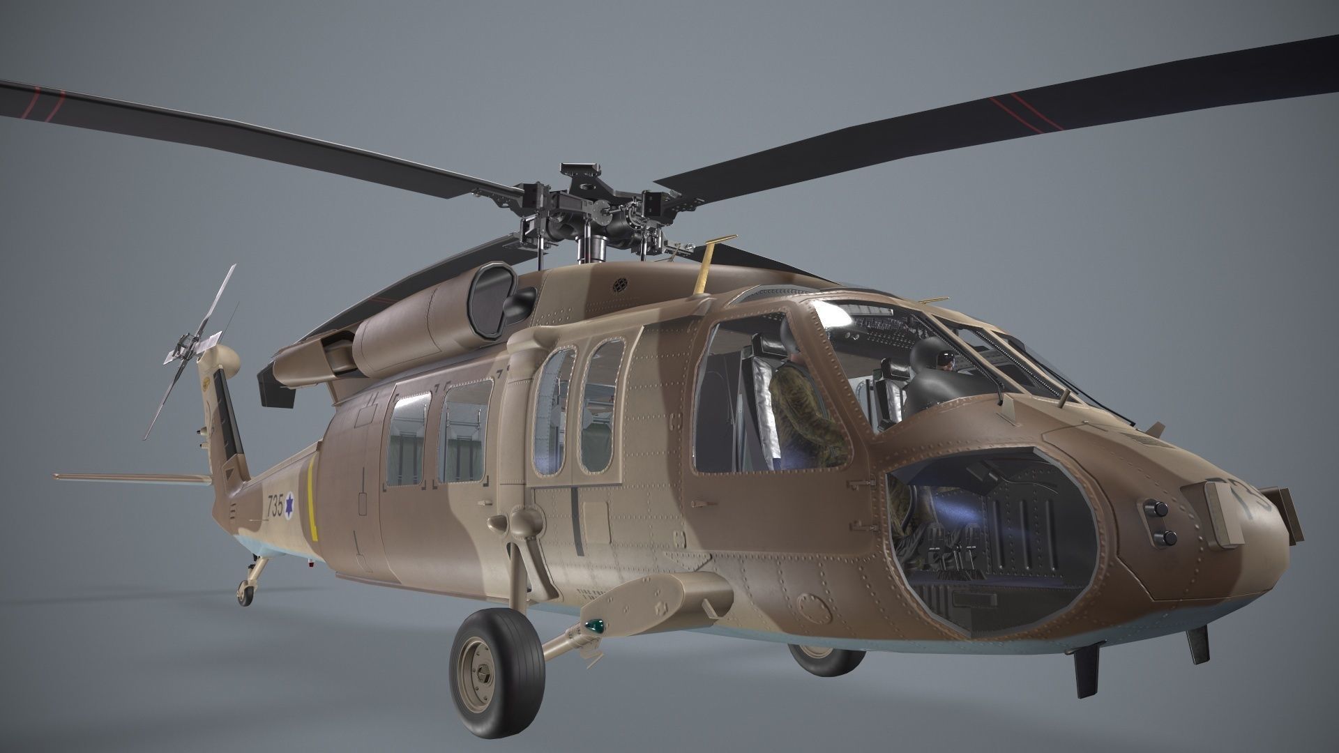 UH-60 Israel Basic Animation Low-poly 3D model_6