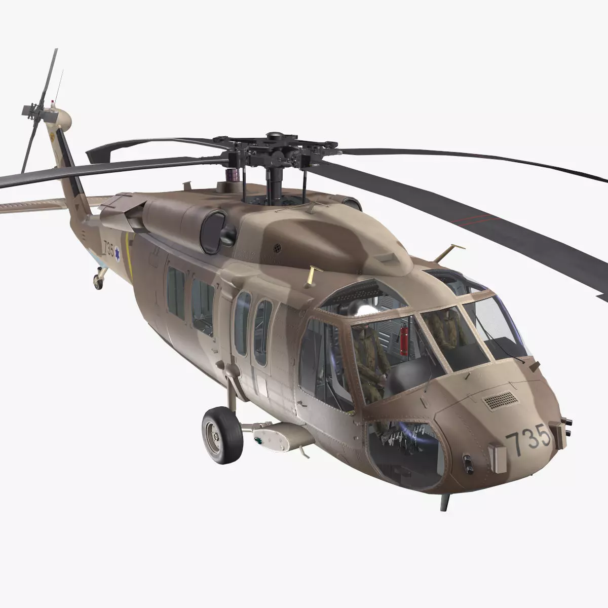 UH-60 Israel Basic Animation Low-poly 3D model_0