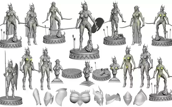 Araniel Elf girl all stl  armor set 3D Model Collection