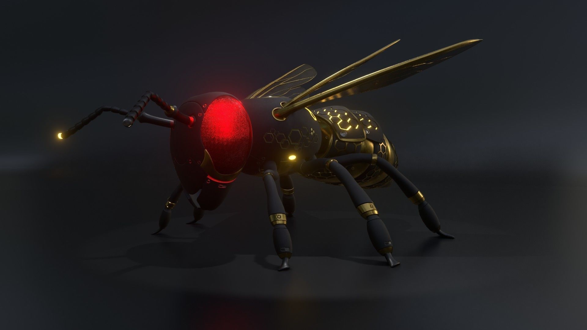 Mecha Honey Bee Low-poly 3D model_5