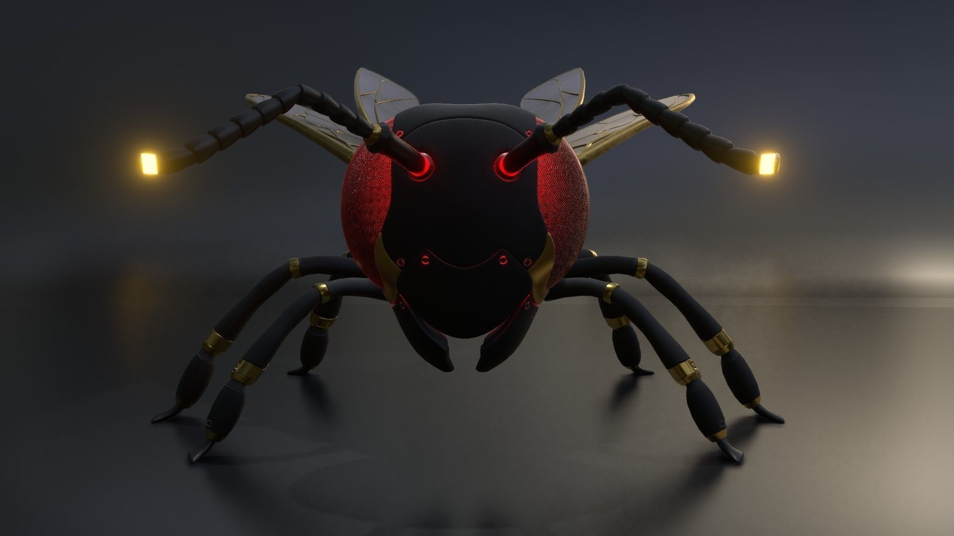 Mecha Honey Bee Low-poly 3D model_2