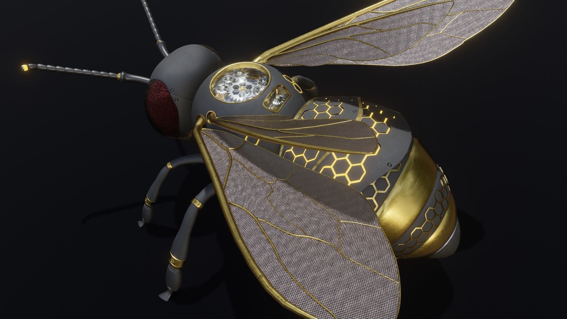 Mecha Honey Bee Low-poly 3D model_13