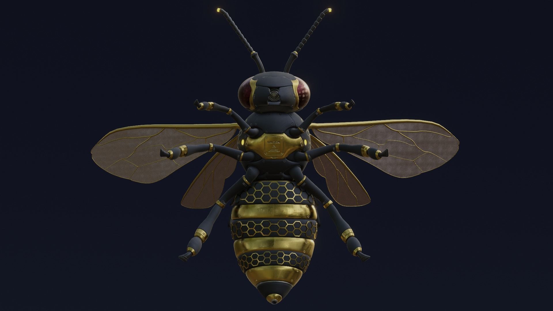 Mecha Honey Bee Low-poly 3D model_12