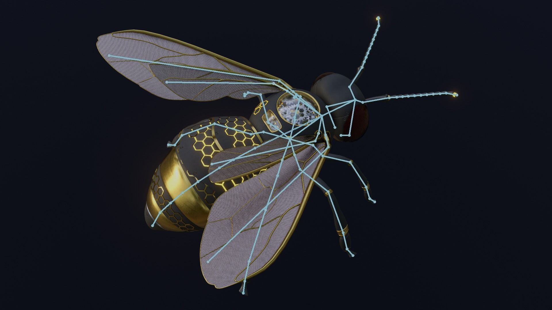 Mecha Honey Bee Low-poly 3D model_15