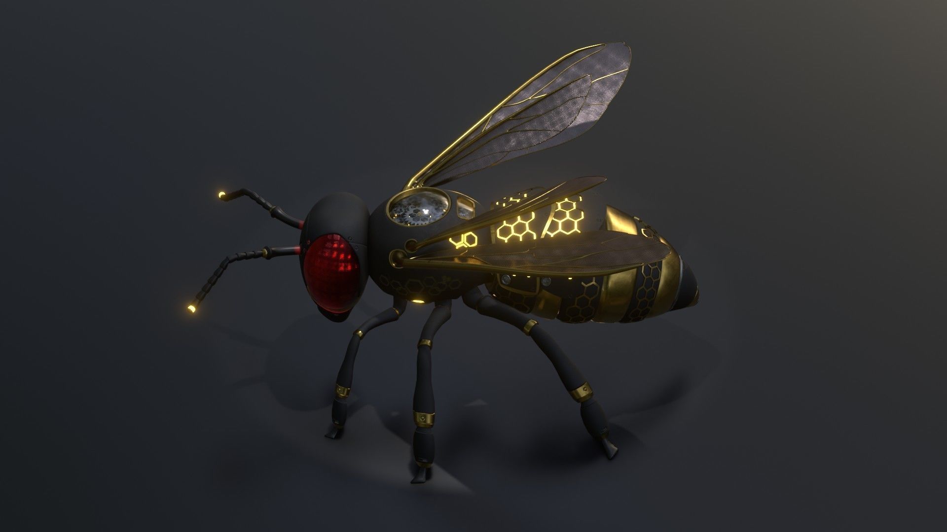 Mecha Honey Bee Low-poly 3D model_7