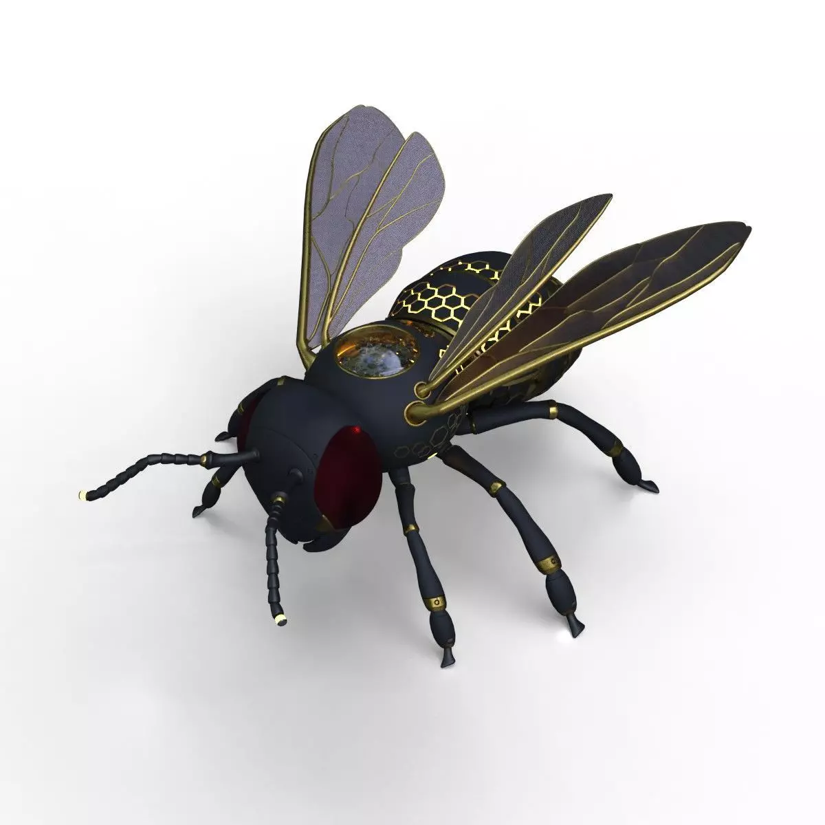 Mecha Honey Bee Low-poly 3D model_0