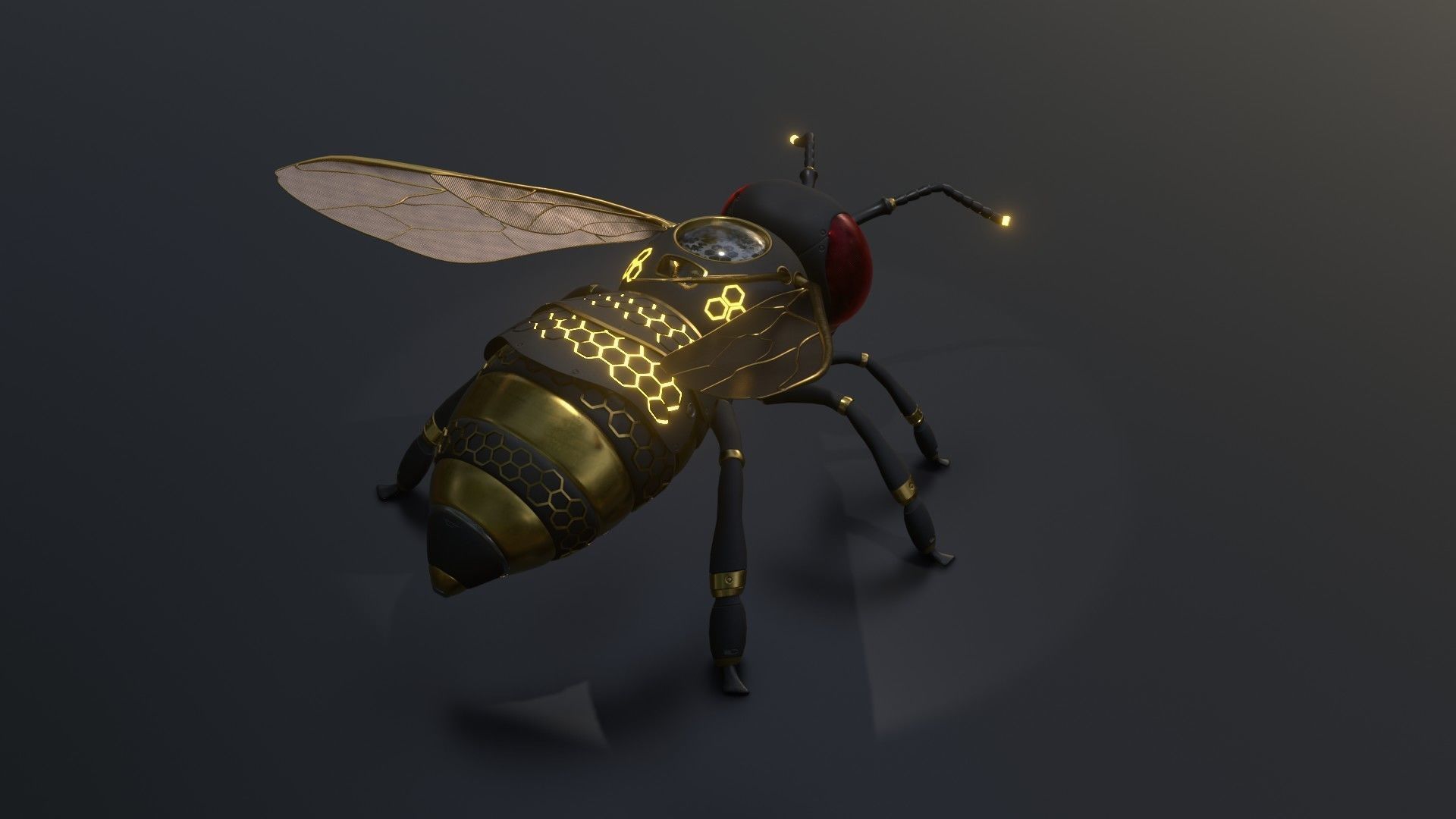 Mecha Honey Bee Low-poly 3D model_8