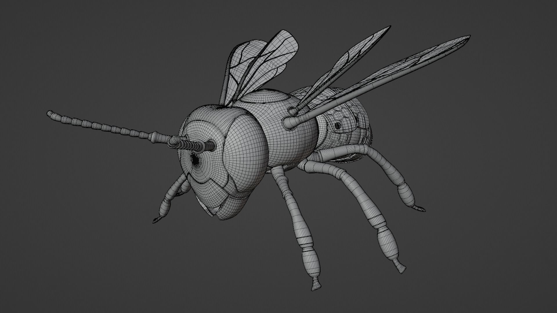 Mecha Honey Bee Low-poly 3D model_17