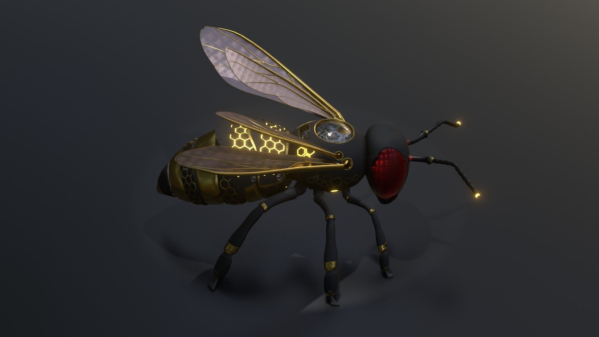 Mecha Honey Bee Low-poly 3D model_6