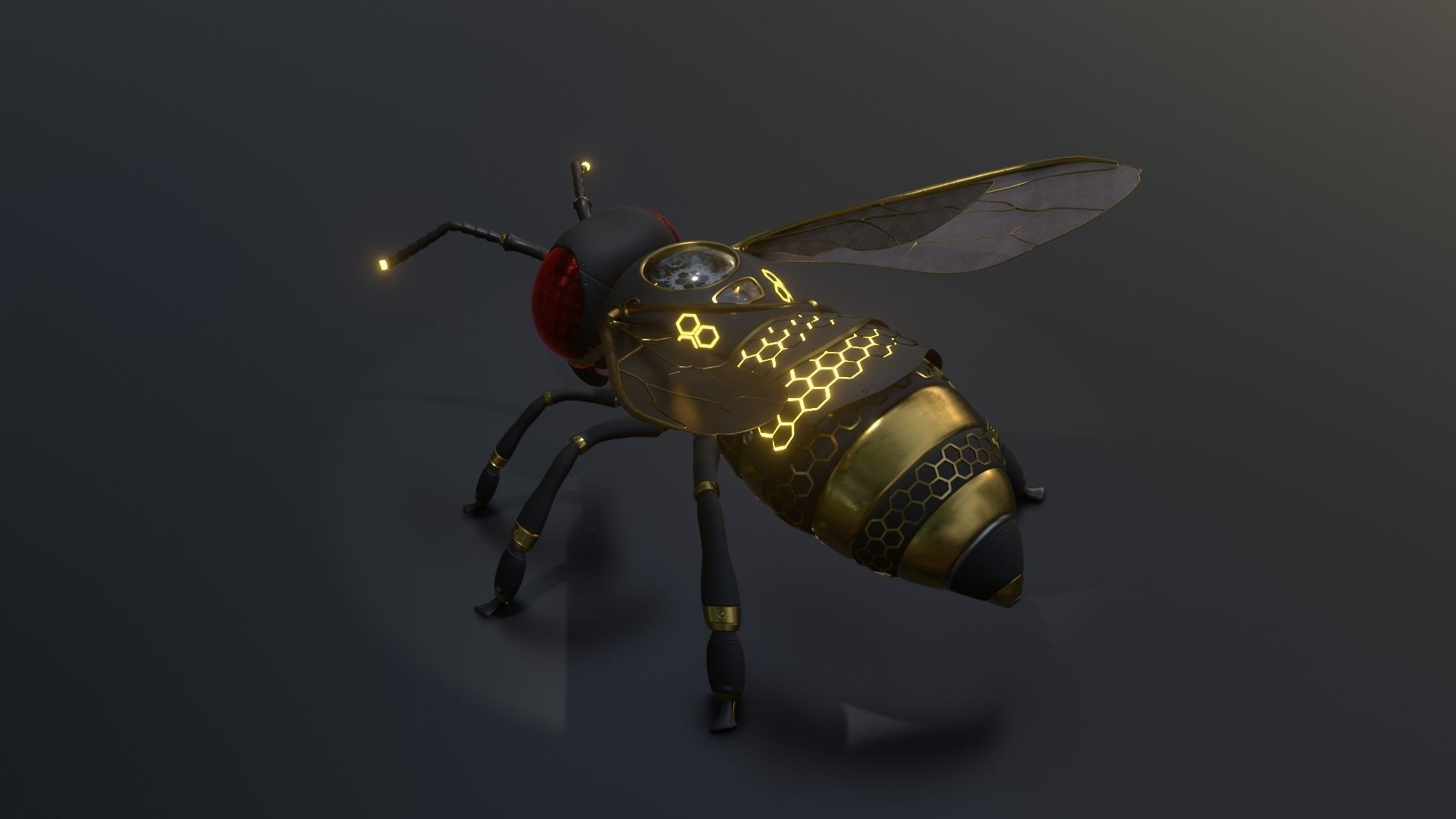 Mecha Honey Bee Low-poly 3D model_9