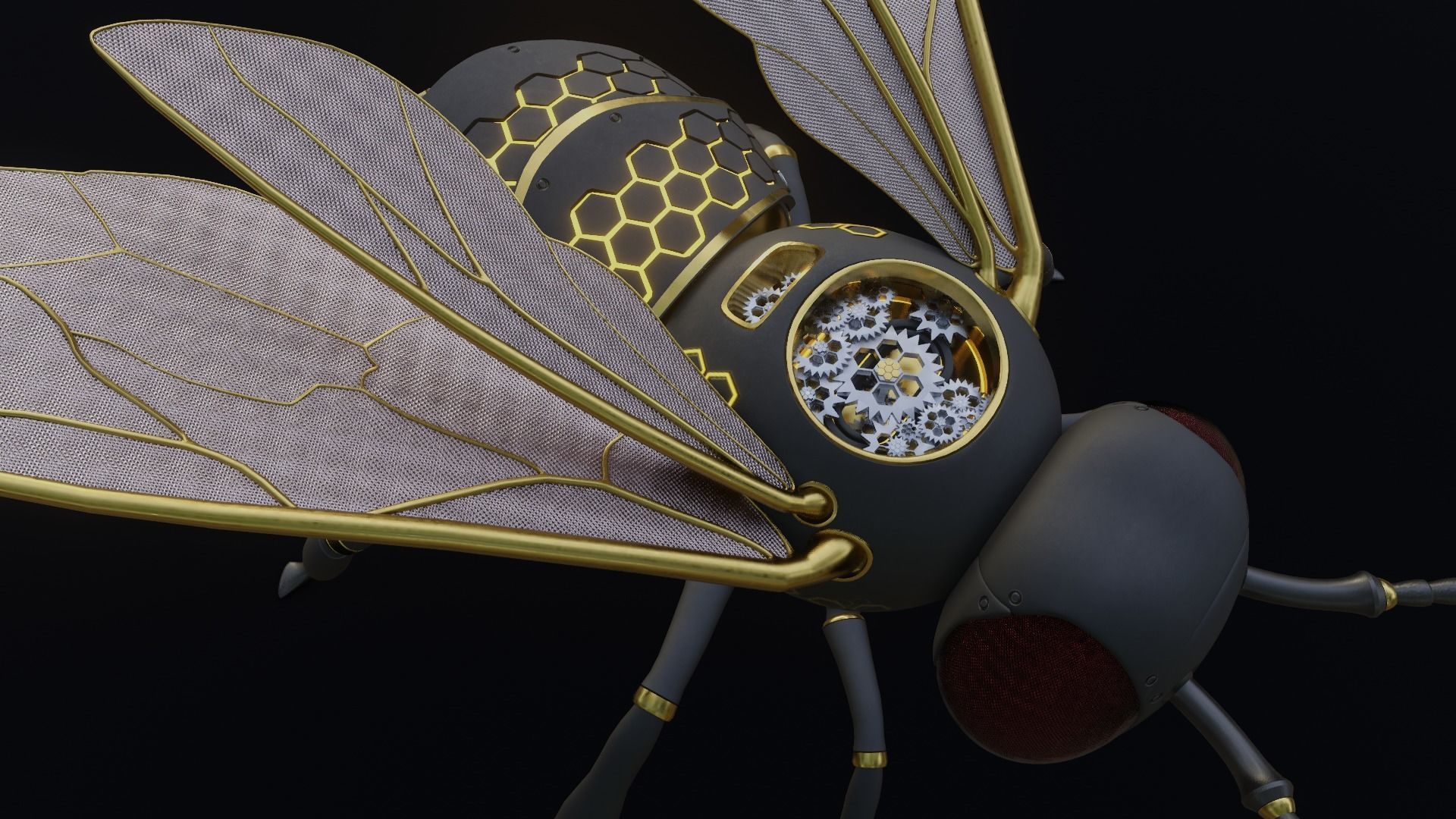 Mecha Honey Bee Low-poly 3D model_14