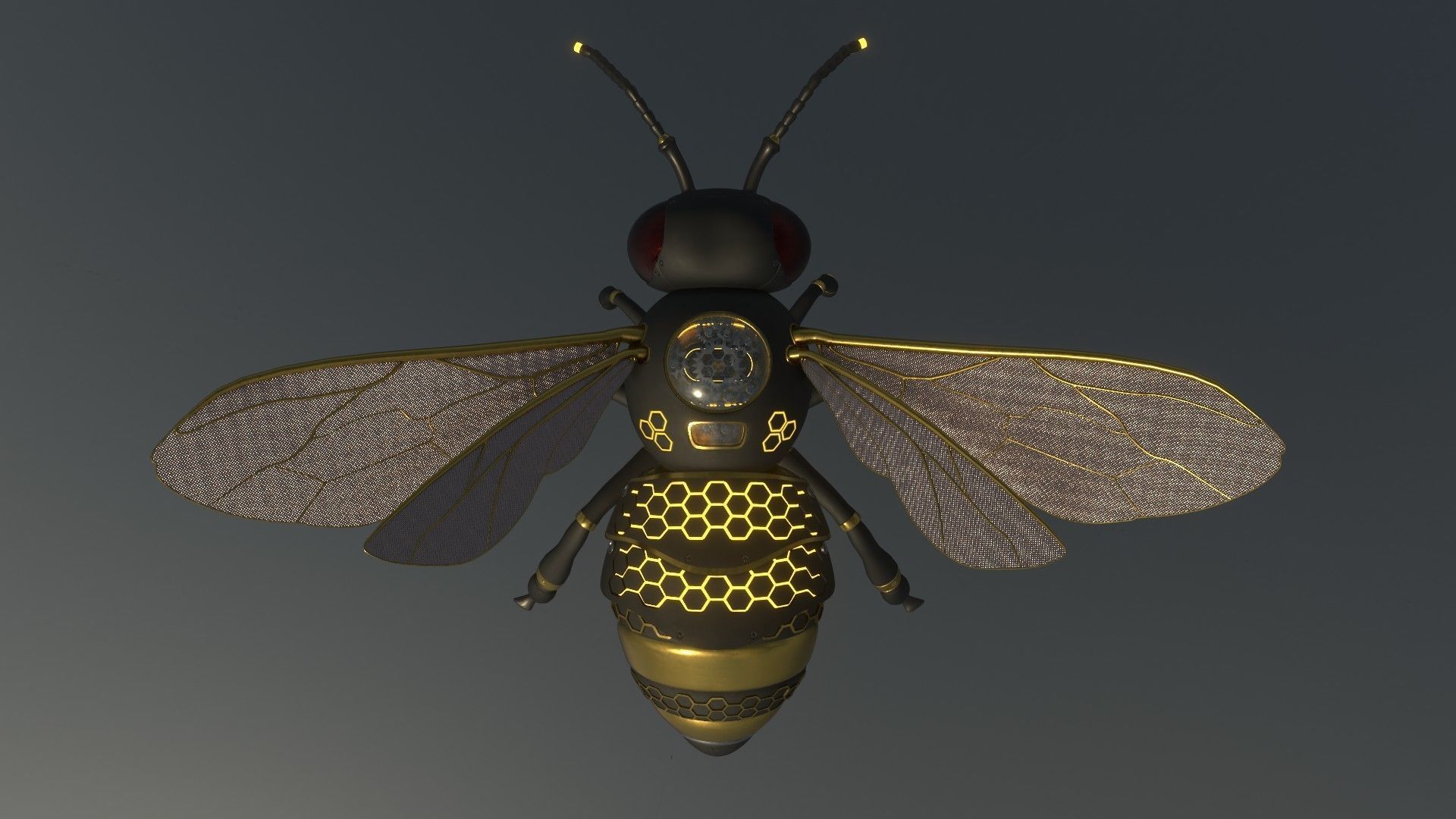 Mecha Honey Bee Low-poly 3D model_10