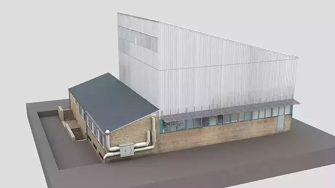 Realistic European City Block Building 02 Low-poly 3D model 7