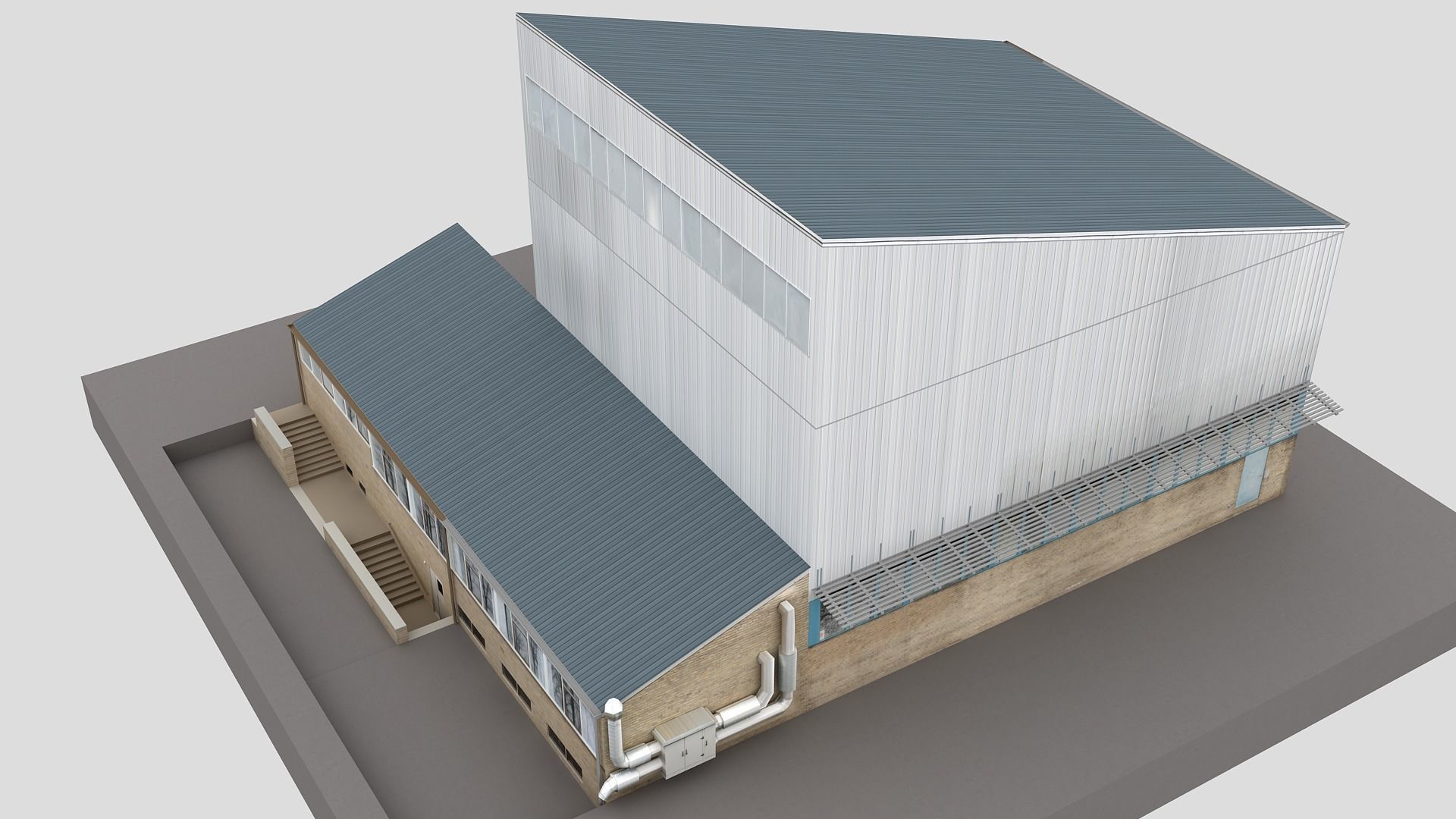 Realistic European City Block Building 02 Low-poly 3D model_2