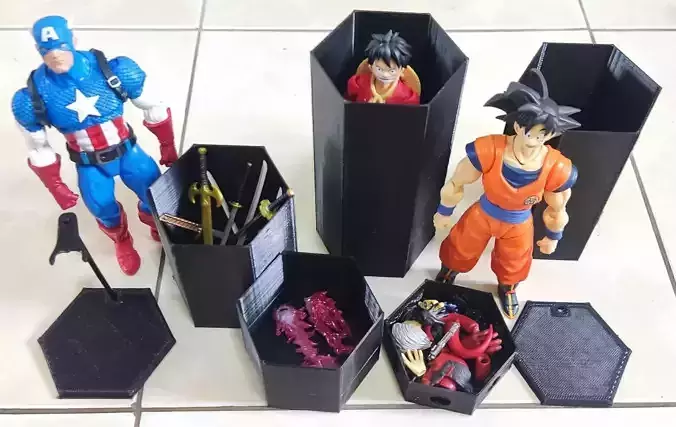 Honeycomb Riser and storage box for action figures