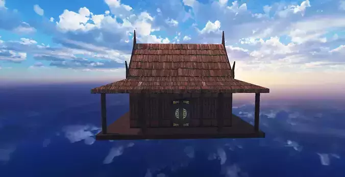 Thai traditional house 04 Low-poly 3D model