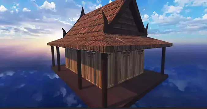 Thai traditional house 05 Low-poly 3D model Low-poly 3D model