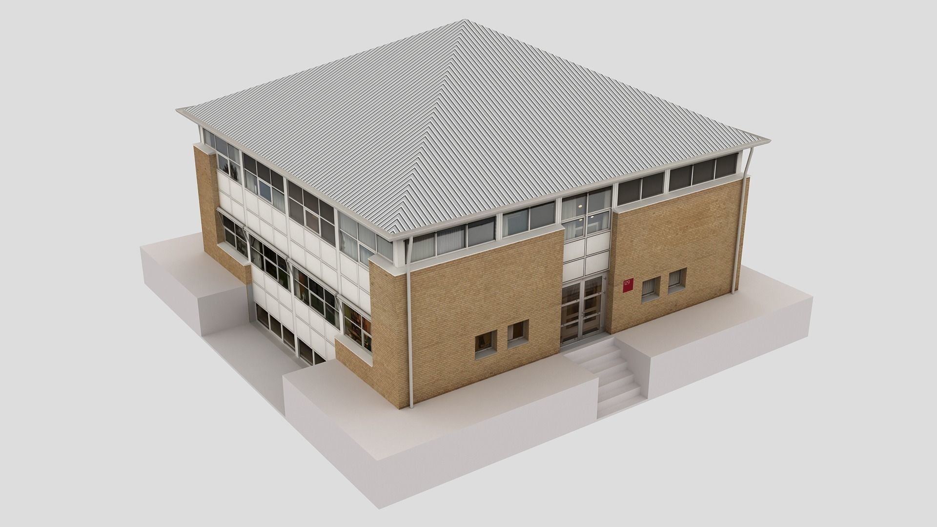 Realistic European City Block Building 05 Low-poly 3D model_3