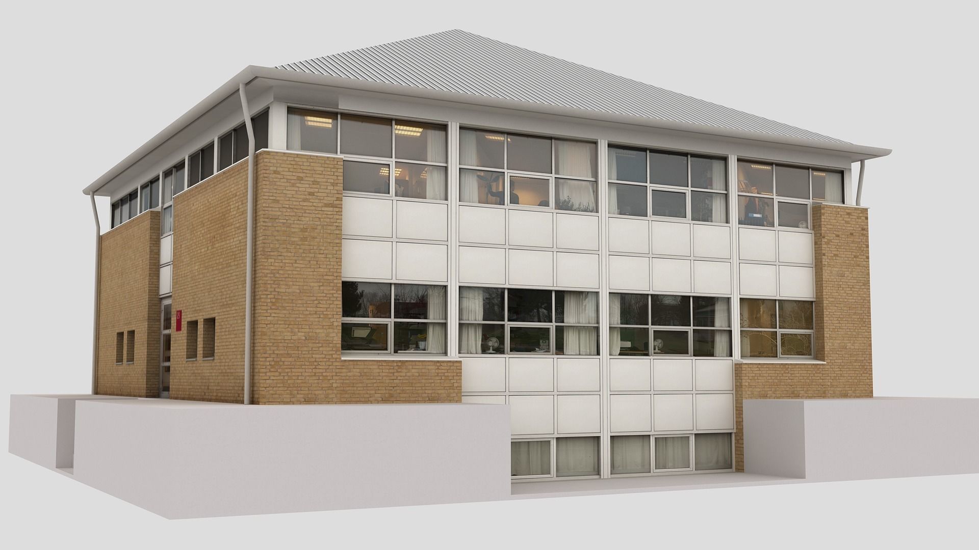 Realistic European City Block Building 05 Low-poly 3D model_4