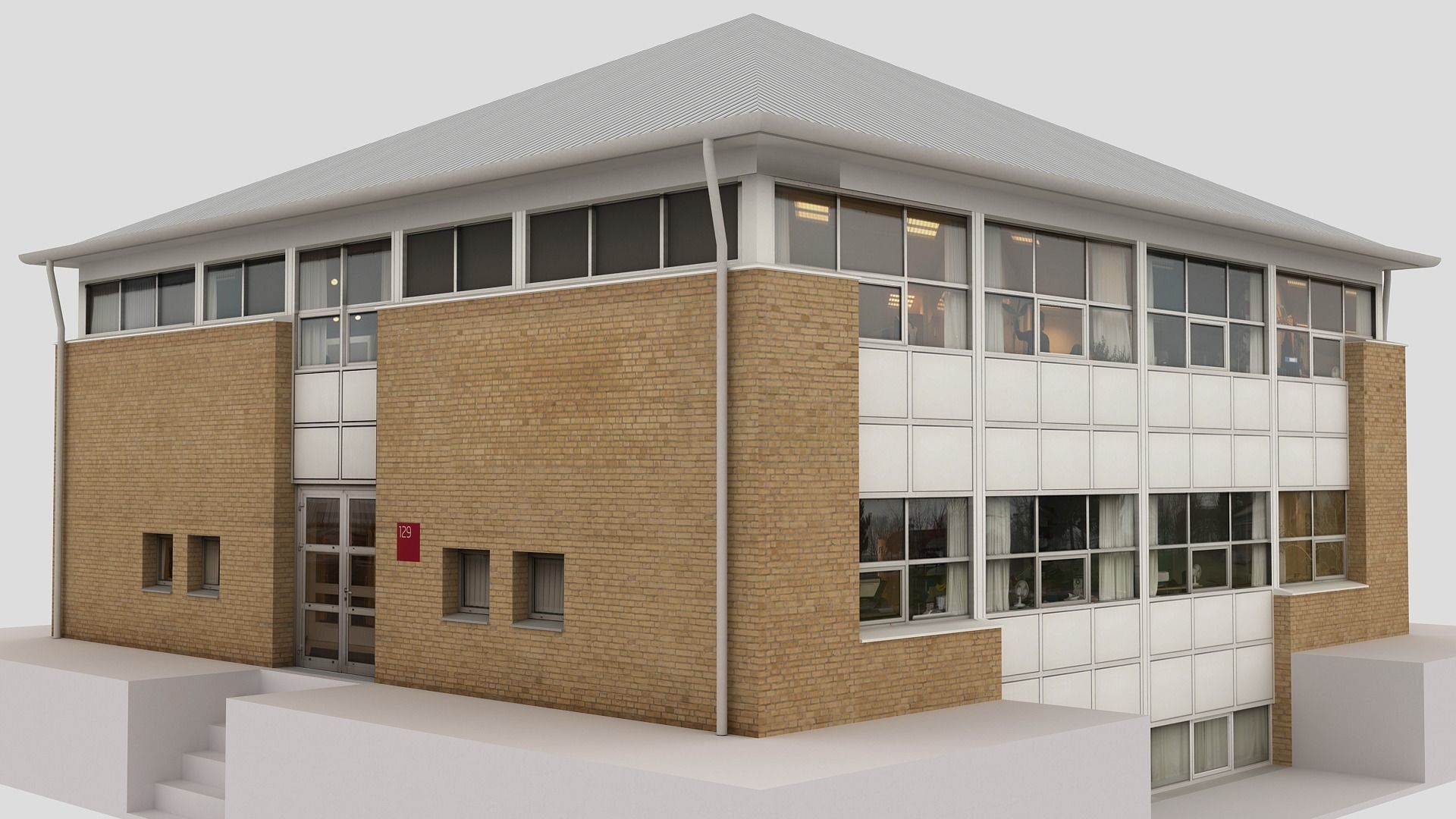 Realistic European City Block Building 05 Low-poly 3D model_2