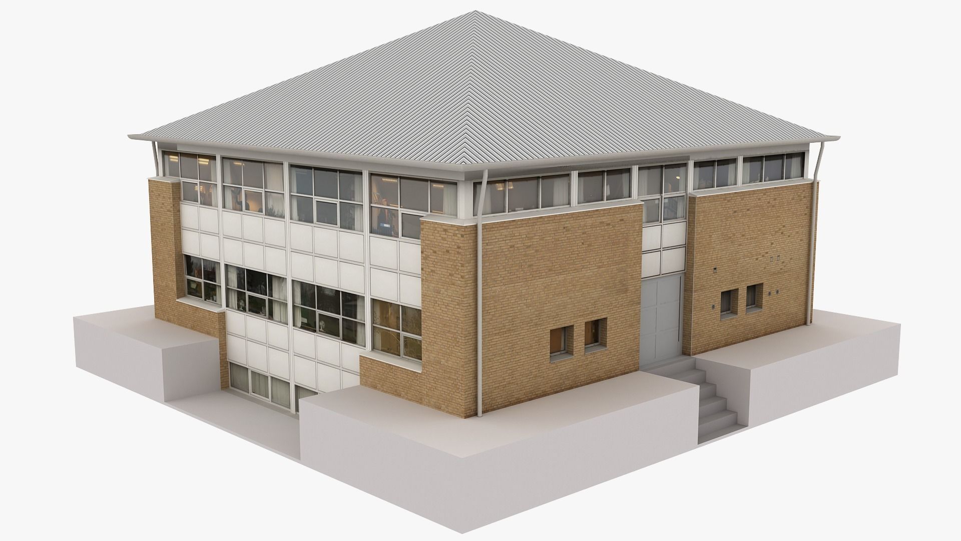 Realistic European City Block Building 05 Low-poly 3D model_8