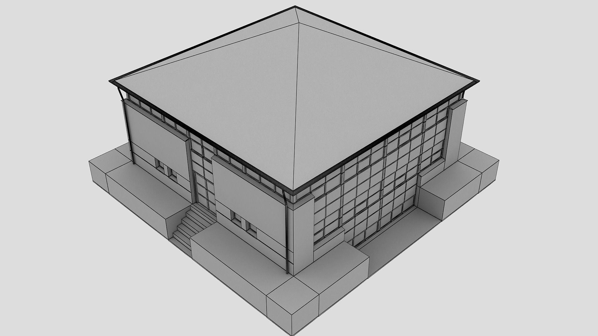 Realistic European City Block Building 05 Low-poly 3D model_13